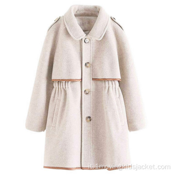 Cappotto di lana da bambina di media lunghezza più spesso